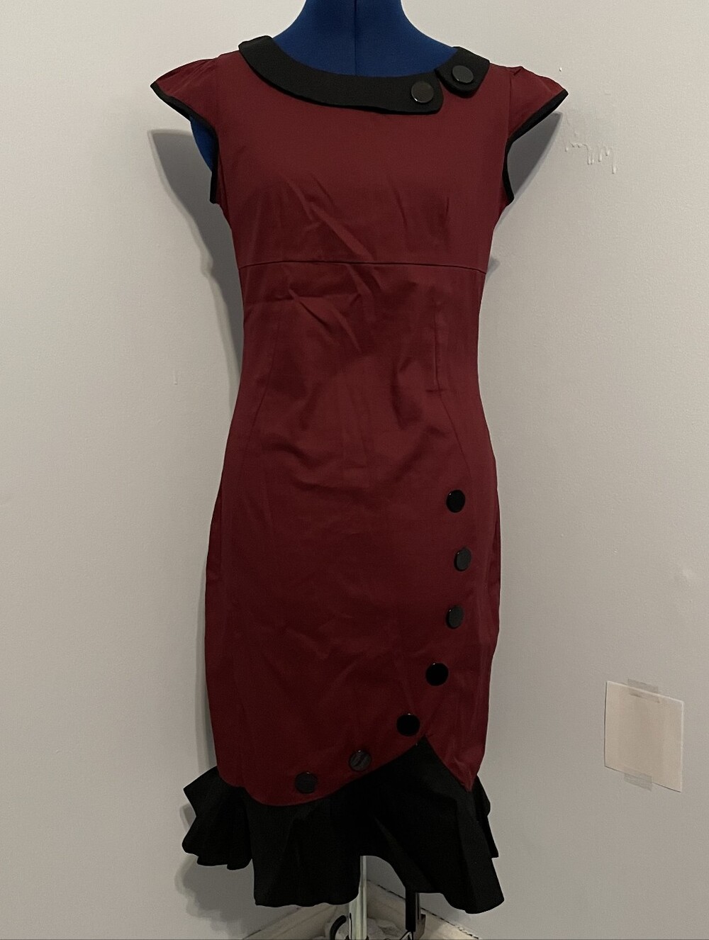 Burgundy Retro Lindy Bop Dress Size S